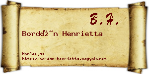 Bordán Henrietta névjegykártya